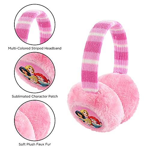 Disney Winter Earmuffs Warmers and Kids Gloves Sets, Princess Plush, Pink, Little Girls, Ages 4-73