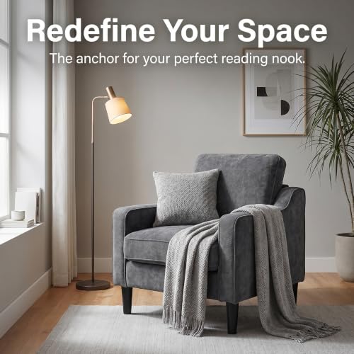 Image of STHOUYN Dark Grey Accent Chairs, Comfy Arm Chairs for Living Room, Office