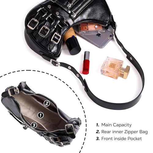 Image of Shoulder Purse for Women, Leather Women's Handbag Y2k Aesthetic Coquette Shoulder Bag Hobo Punk Trendy Ladies Purse