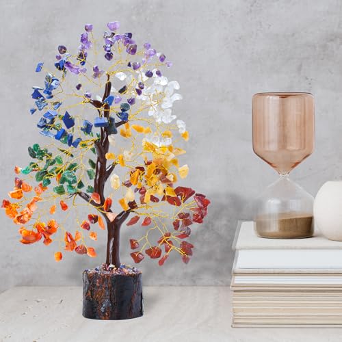 Zenfulstone TREE001 7 Chakra Tree Of Life | Crystal Tree For Positive Energy - Meditation | Feng Shui Money Bonsai Tree | Home, Office - Tree Of Life Decor | Healing Gemstone Artificial Tree thumb #1