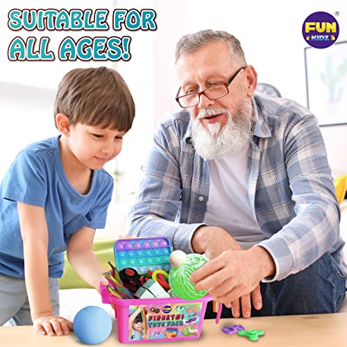 Fidget Box For Girls Boys, Funkidz Mystery Sensory Fidget Pack Toys For Stress Relief Kids Party Favors Gift Classroom Prizes Travel Camping With Portable Case #TOP6