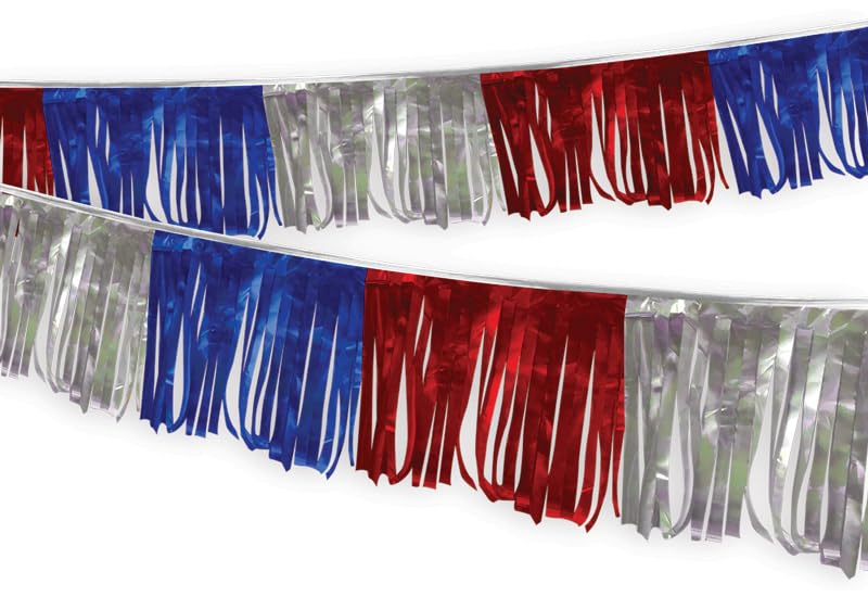 Generic 60 Ft.Metallic Fringe Pennant Red,Blue,Silver Auto Dealer Supplies Car Lot Dealership Patriotic