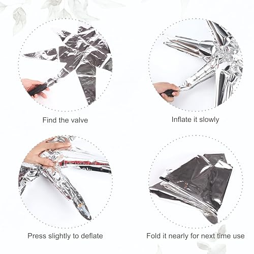 Image of white & silver balloons with silver star foil balloon, Pack of 35 pcs for birthday decoration, Anniversary Decoration, Home Decoration Items