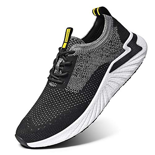 LK LEKUNI Zapatillas Running Hombre Mujer Zapatos Deporte para Correr Trail Fitness Sneakers Ligero Transpirable-Negro02-44