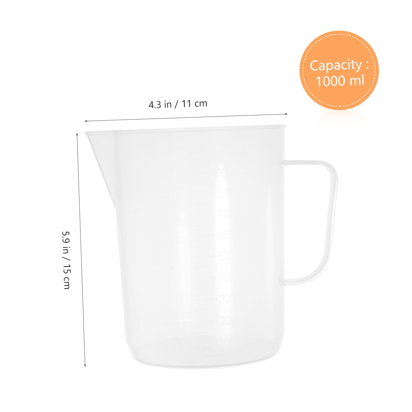 MAGICLULU Vasos Medidores Reutilizables De Plástico De 1000 Ml Aptos Para Experimentos Industriales 2 Unidades