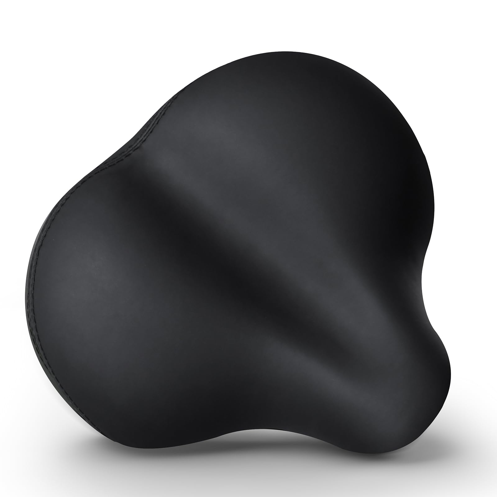 Noseless Oversized Bike Seat, Comfortable Bike Seat - Waterproof Leather Bicycle Seat with Extra Padded Memory Foam - Bicycle Seat for Men/Women (Black)