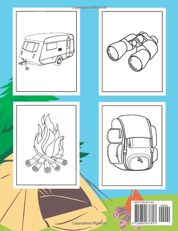 Camping Coloring Book: Cute Illustrations of Camping Tools With Names to Learn for Kids Ages 4-12 or Children, Toddler RV, Camping Gear Preschoolers, ... (Awesome Camping Summer Gift for Kids) image 3