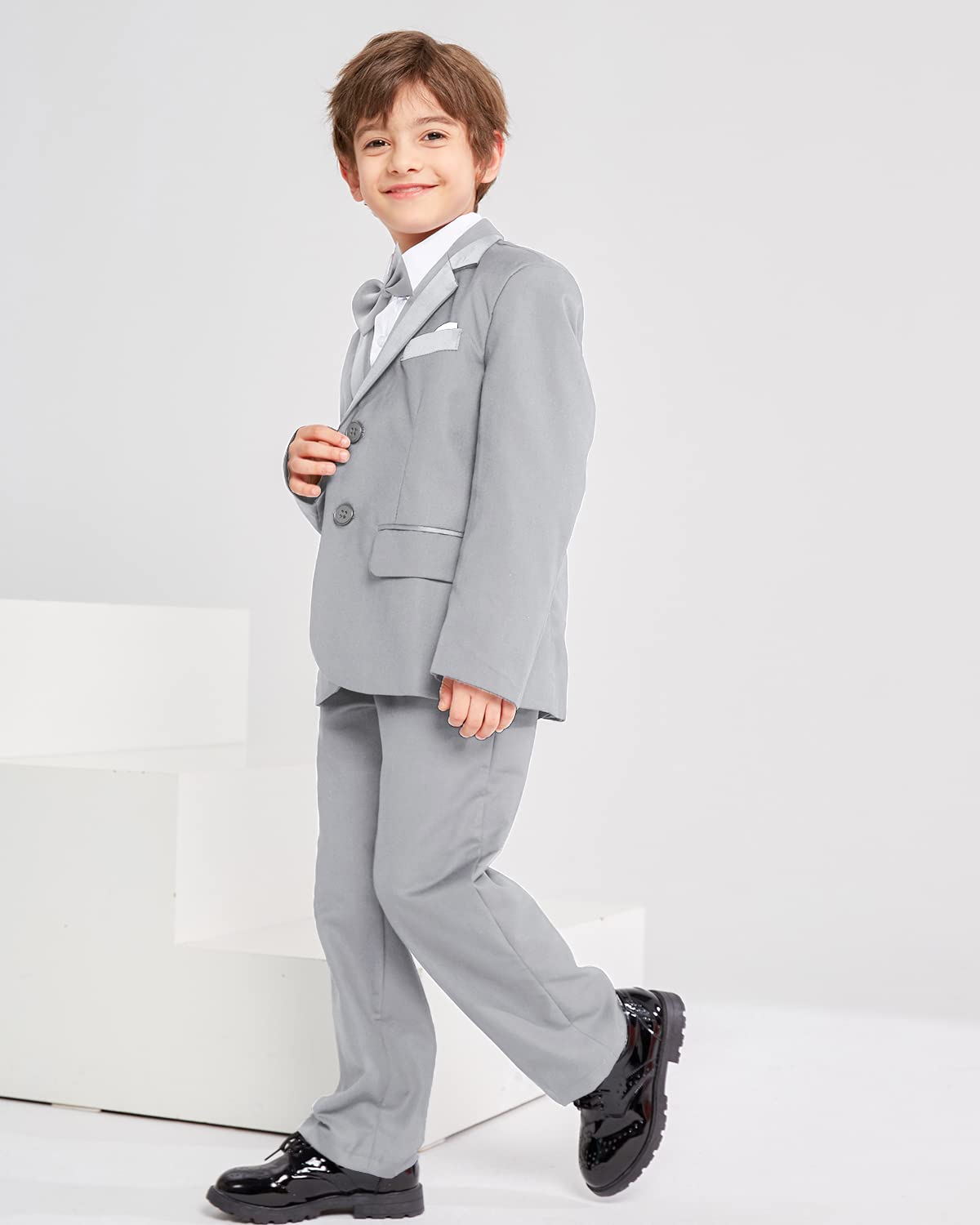 LOLANTA 5 Piezas Traje de Boda para Niño, Clásico Azul Corte Ajustado, Conjunto Formal