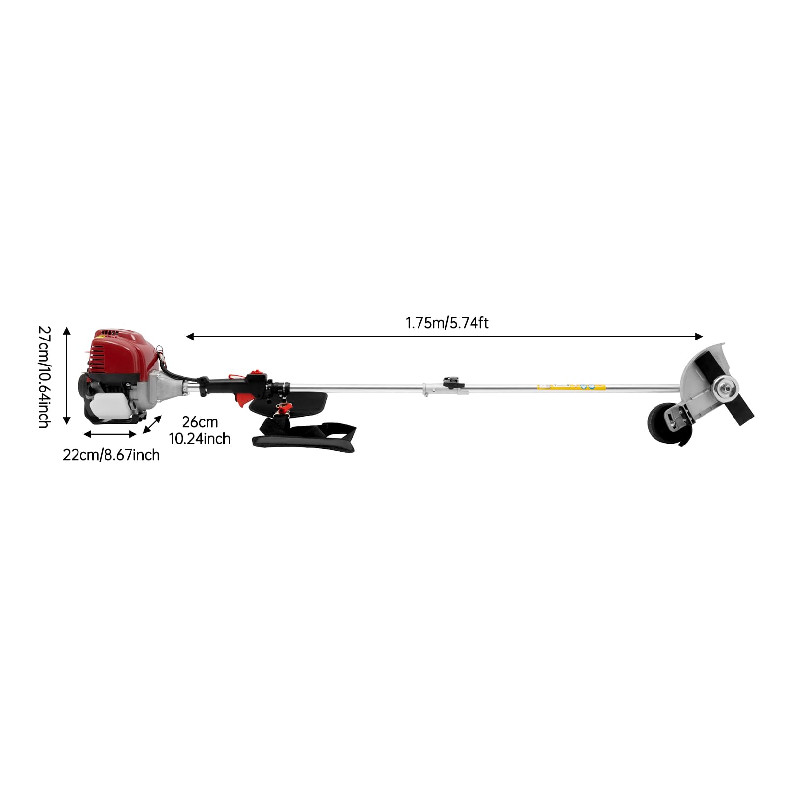 Desbrozadora 2 en 1, 750 W, motor de 4 tiempos, 8500 rpm, con 2 cabezales de corte, correa, depósito de 650 ml, cortacésped inalámbrico apto para cortar césped y arbustos