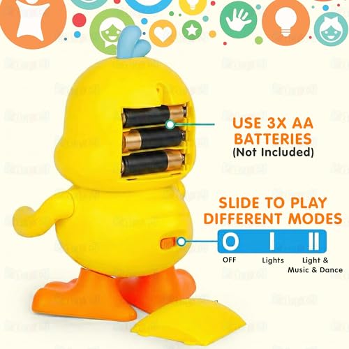 Image of Kidology Musical Dancing Duck Toy with Lights & Music for Kids| Interactive Walking & Moving Duck Toy | Battery Operated Light & Sound Toy | Activity & Sensory Play Toy | Gift for Boys & Girls