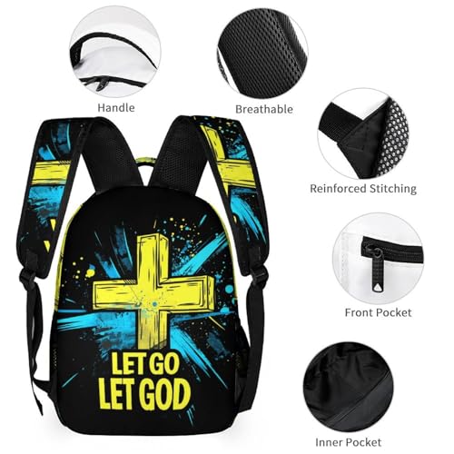 Splash Let Go Let God Travel Backpack Lunch Box Pencil Case 3Pcs Set for Men Women Office Outing University3