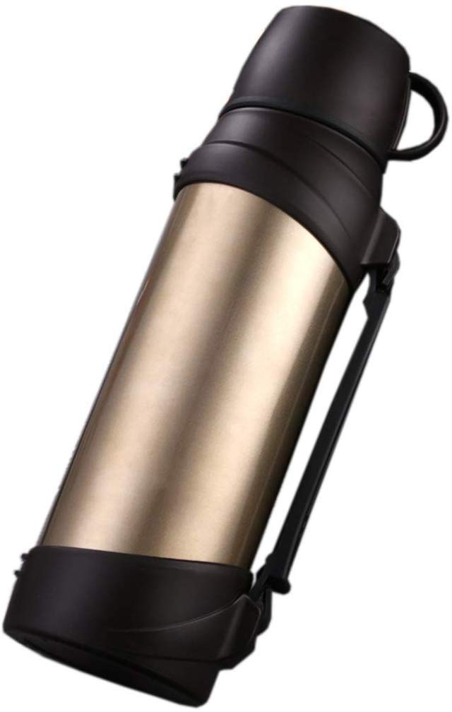 BWP High Capacity Outdoor Portable Water Bottle Travel Car Large Capacity Insulation Pot 1200Ml Large-Capacity:2L,Color:Red,Gold