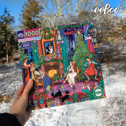 Image of eeBoo Christmas in Brooklyn 1000 Piece Square Jigsaw Puzzle, 23 inch x 23 inch