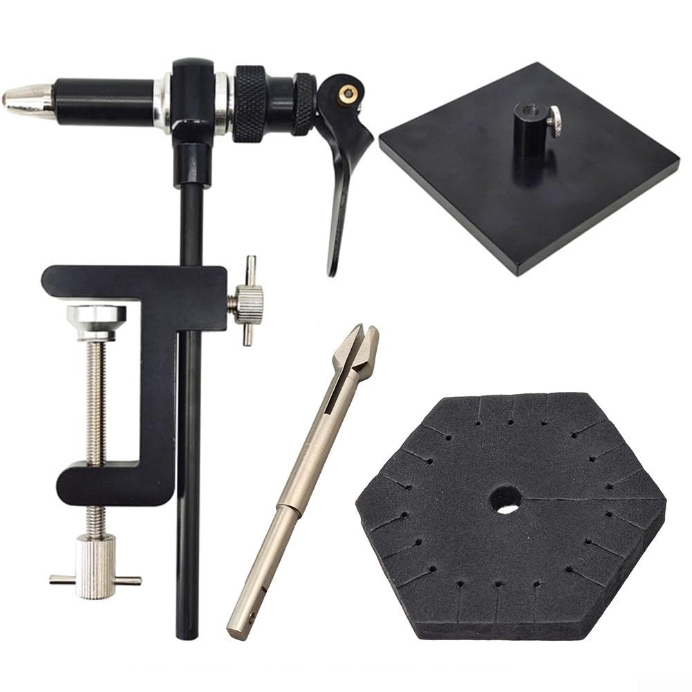 Morsa in acciaio girevole a 360 gradi per esche da pesca, morsetto da tavolo per ami 2/0-24#, regolabile, nero, base facile da usare, per pescatori meno 40 mm (C)