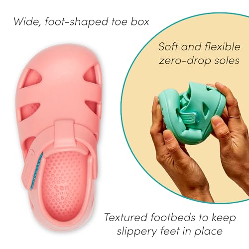 Ten Little Splash Sandals for Baby, Toddler & Kids, Adjustable, Closed Toe Water Sandals for Boys & Girls - Lightweight, Quick Drying Kid Water Shoes, Flexible EVA with Traction - Rainbow Purple, Sz 54