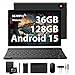 RUSHAR Tablet Android 15 con Teclado - 36GB RAM+ 128GB ROM(1TB TF), Tablet 10 Pulgadas, Octa-Core / 8000 mAh / 8MP+5MP / Widevine L1 / WiFi 6 / BT 5.0 / WPS/FM/Port Jack 3.5mm, Negro
