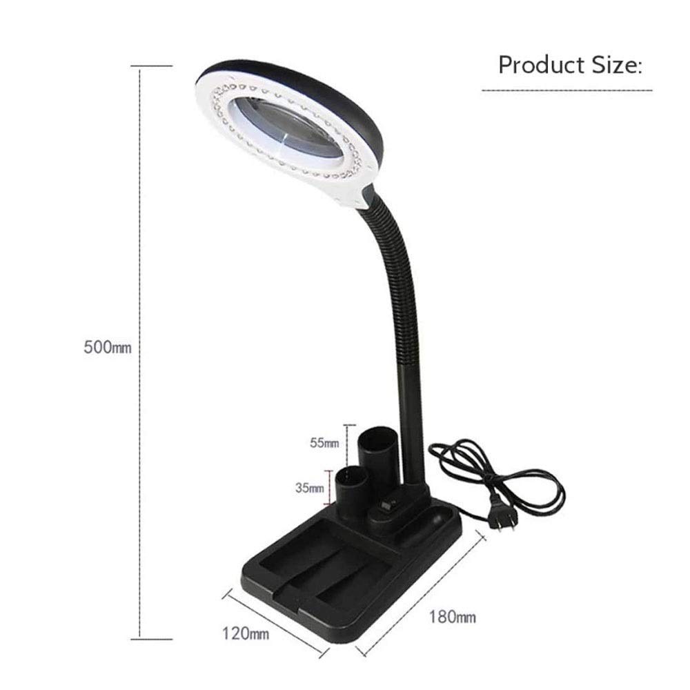 Lampa biurkowa z lupą 5X 10X z podświetleniem LED, lampa do hobby, rzemiosła, inspekcji, czytania książek