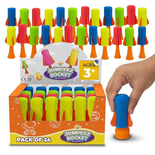 ipidipi toys jumpeez jumping rocket poppers  24-pack spring launcher toys for kids  halloween toys for trick or treat halloween goodie bag stuffers birthday party favors for boys amp girls