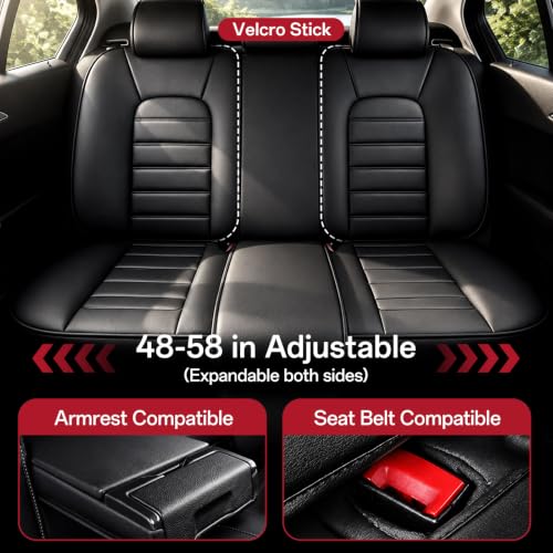 Image of Leather Full Set Seat Covers for Toyota Camry 2015-2026, Black