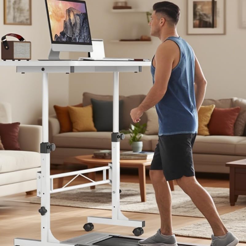 Portable Standing Desk Adjustable Height 27 5-43 3 Small Computer Desk with Wheels Foldable Home Office Desk Folding — view 3