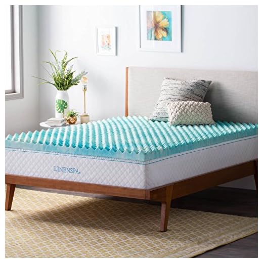 Linenspa 3 Inch Convoluted Gel Swirl Memory Foam Mattress Topper - Promotes Airflow - Relieves Pressure Points - Queen