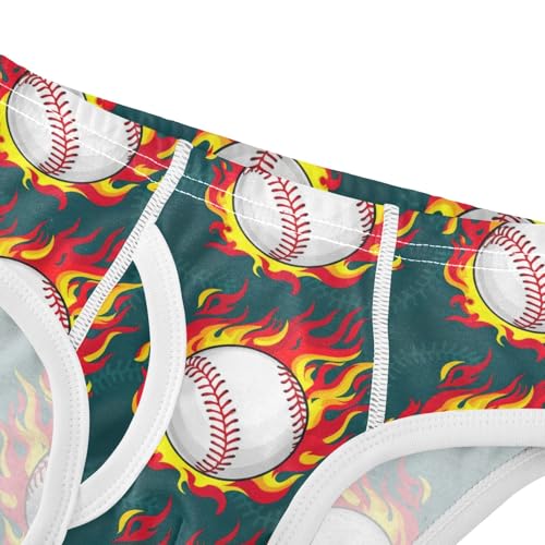 ODAWA Flaming Baseballs Boys Cotton Underwear, Tag-Free Comfort 2T Underwear4