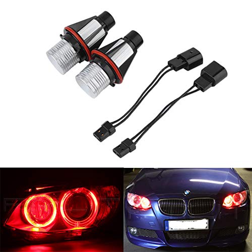 MCHUN Pair of 6W E39 Error Free LED Angel Eyes Halo Ring Marker Bulbs Replacement for PARTIAL BMW 5 6 7 Series X3 X5 (Fit PARTIAL E39 E53 E60 E63 E64 E65 E66 E83) (RED)
