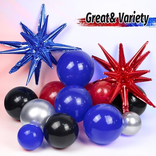 Image of Spider Theme Balloon Arch Kit with Black Red and Blue Balloons