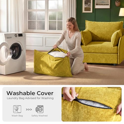 Sillón con Ottoman Plegable Amarillo miniatura 3
