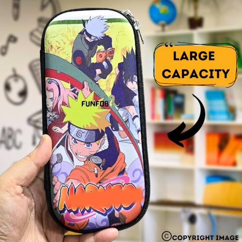 Image of Funfob Polyester Anime Pencil Box For School College For Pen Pencil Or Other Stationery Products Pencil Pouch Travel Or Cosmetic Case | Nr- All Character, Multicolor