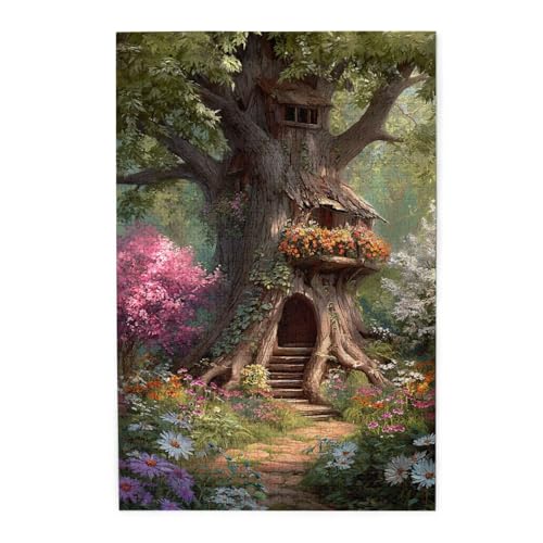 MA6GE8DE Puzzle for Adults 1000 Pieces Enchanted Forests Treehouse,Fantasy Retreat,Unique and Beautiful Design,First Choice for Adults Toexercise Patience and Hands-On Ability
