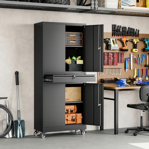image for Yizosh Metal Garage Storage Cabinet with Locking Doors and Adjustable 