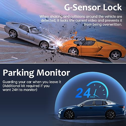 Dash Cam Front and Rear with 64GB SD Card 1080P FHD Dashcam for Car 170° Wide Angle Dashboard Car Camera With WDR Night Version, Car On-Dash Mounted Cameras Parking Monitor, Motion Detection, G-Sensor - Image 6