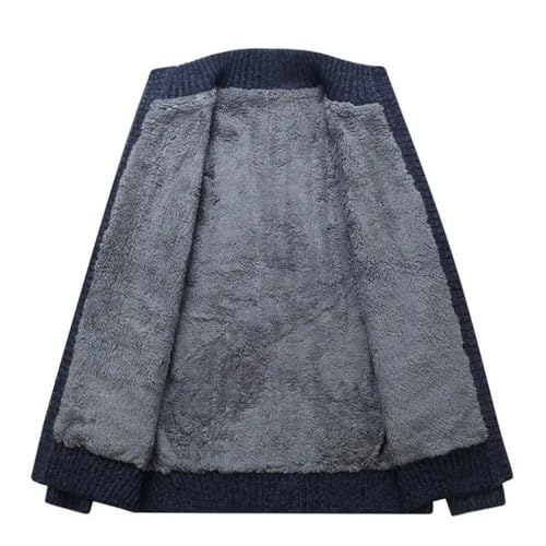 Men's Winter Fleece Thicken Warm Zipper Sweater Cardigan Solid Casual Turn-Down Collar Long Sleeve Knitted Cardigan3