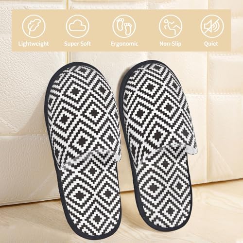 Black and White Geometric Slippers for Women Fuzzy House Shoes Anti-Skid Indoor Slipper Gifts for Women Mom Ladies3