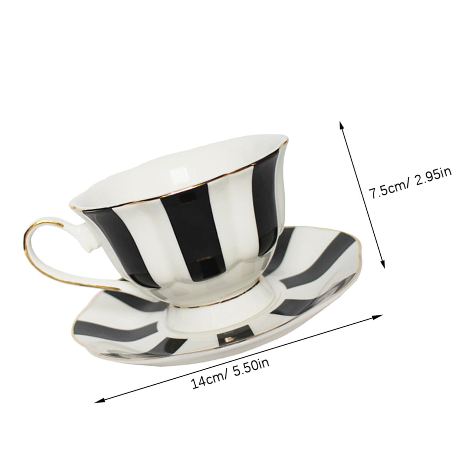GALPADA Set di Tazze da Tè in Ceramica Piattino Decorato a Pois, Tazze da Caffè Manico Ergonomico per Uso Domestico e Regali, Adatte per Bevande Calde e Fredde, Superficie Liscia