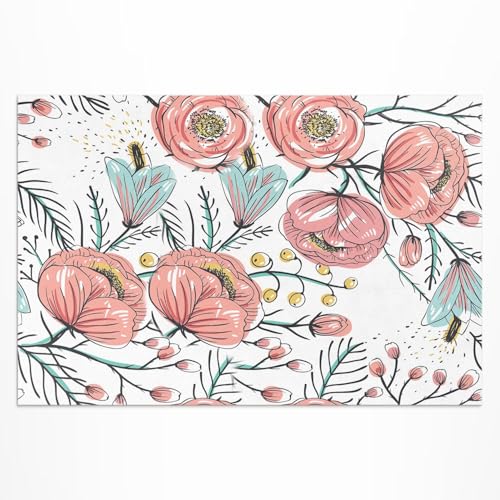 Tapis de sol vinyle 140x210 cm extérieur imperméable balcon terrasse PVC fleurs - 2