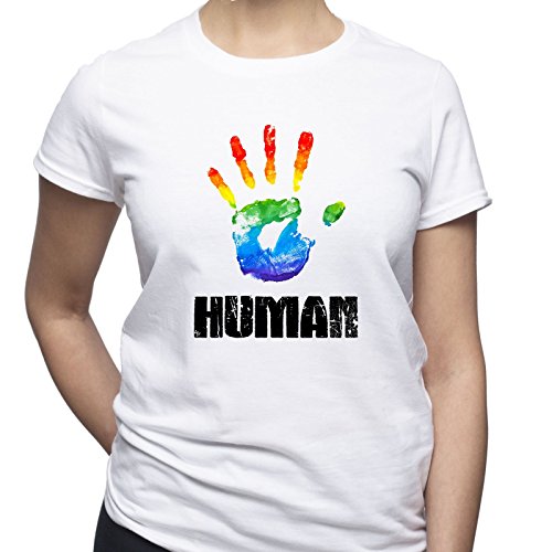 LGBT Rights All Human Are Equal Camiseta para Mujer Blanco L