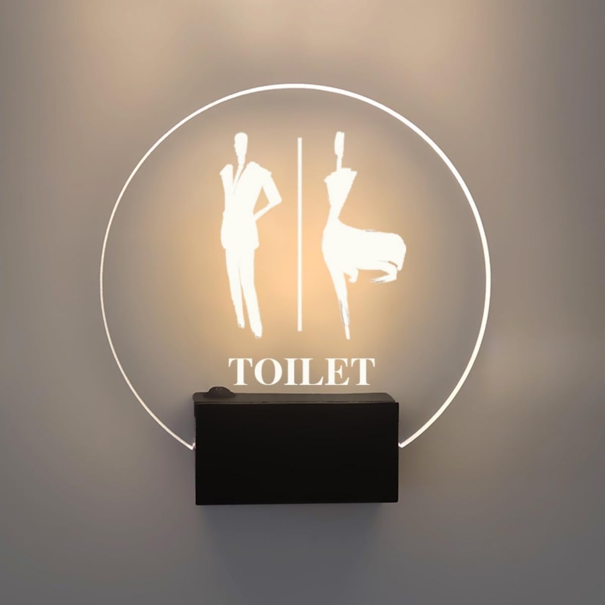 Letrero LED para baño de hombres y mujeres, letreros modernos para inodoros, letrero LED con metal, para oficinas, negocios y restaurantes.(C,Power cord)