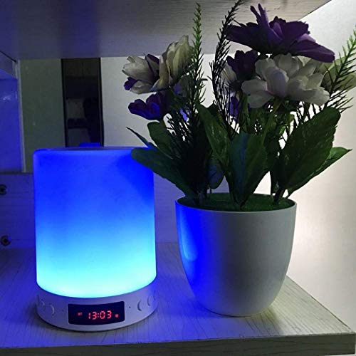 Preisvergleich Produktbild Bluetooth-Lautsprecher Nachttischlampe, Touch-Nachttischlampe Bluetooth-Lautsprecher mit Musik-Player, Wecker Intelligent Voice Reminder für Schlafzimmer, Lounge, Camping, Reisen