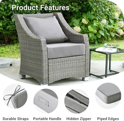 Image of IPYNBAP Outdoor Cushions for Patio Furniture,Outdoor Seat Cushion Set 24 x 24 x 5.75 Inch,Waterproof & Fade Resistant Outdoor Chair Cushions,Deep Patio Chair Cushion with Removable Cover,Grey