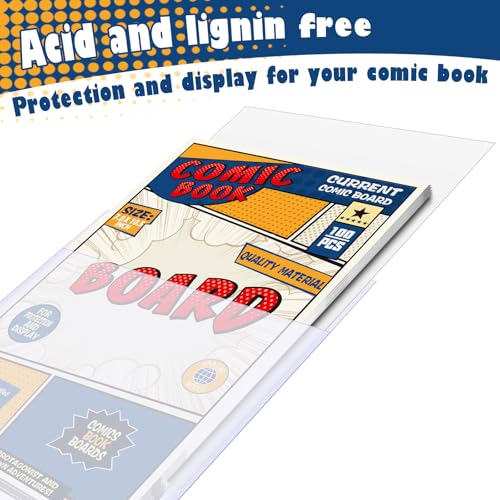 Image of 200 Pack Current Comic Book Bags and Boards - 400pc Mega Pack Thick Acid-Free Comic Book Backing Boards & Crystal Clear Sleeves Protectors for Current Comics Storage, Archival Collection & Protection
