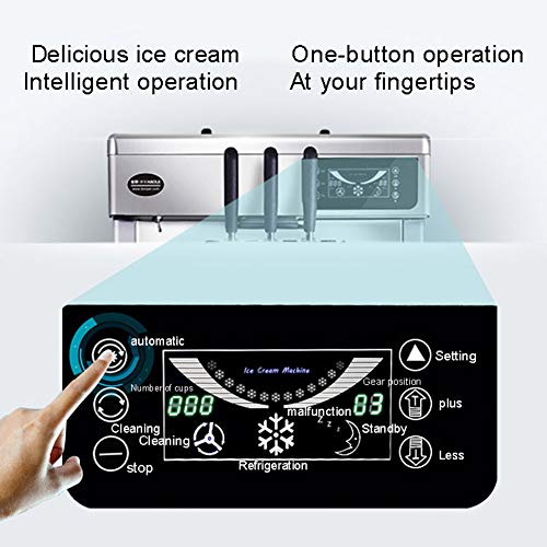 Xb Kommerzielle Eismaschine, Softeistüte-Digitalanzeigemaschine mit 3 Geschmacksrichtungen Desktop Automatic Drum 2500W… – Bild 6