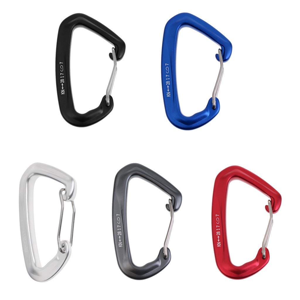 5 piezas 28 KN alambre puerta mosquetón gancho llavero Quickdraw para deportes al aire libre escalada alpinismo alpinismo descenso