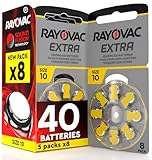 40 Batterie Per Apparecchi Acustici Rayovac Extra 10. - 5 Blister da 8 Pile