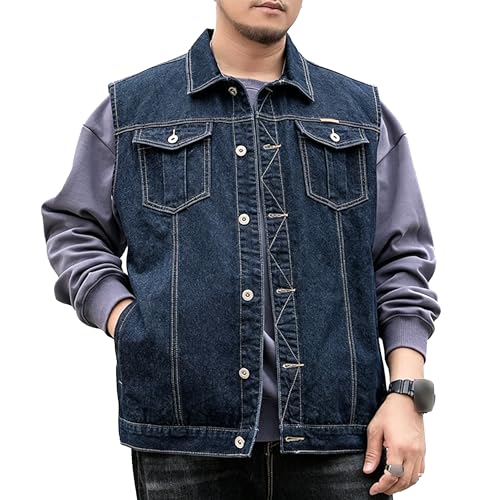 Veste en jean pour motard sans manches JEKE-DG gilet robuste grande taille