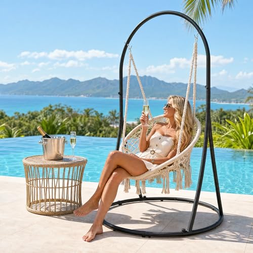 SUNCREAT Hammock Chair with Stand Heavy Duty Beige