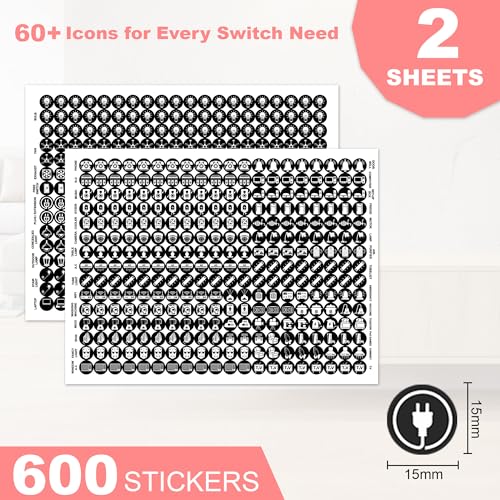 Image of GLUN 600 Switch Board Stickers with 60+ Icons (Obsidian White) | Decorative Switch Stickers for Home, Hotel & Office | Luxury Vinyl Self Adhesive Switch Covers for Lights, Fans & Appliances