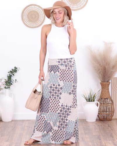 Image of Popana Long Maxi Skirt for Women, Flowy Long Skirts for Women | High Waisted Soft Trendy Rayon, Sundress Convertible Skirt, Long Length Bodycon Maxi Skirt, Petite and Plus Size