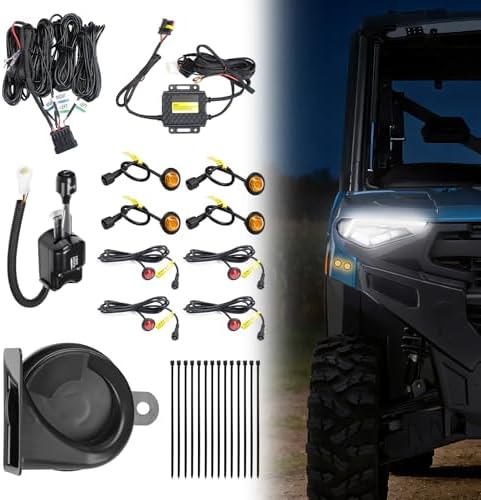 KEMIMOTO UTV Turn Signal Kit with 8 Hazard Lights, 110dB 12V Horn...